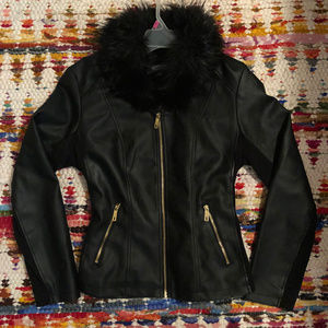 SOLD! Kenneth Cole Faux Black Leather jacket L